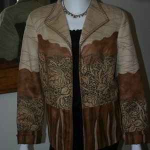 Coldwater Creek Multi-Tan Design Jacket Size 16 R-167